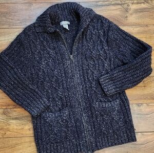 Le Moda Womens Dark Gray Zip-Up Sweater, Size L